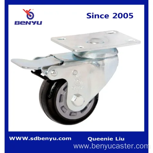 Medium Duty Black PU Caster with Total Brake